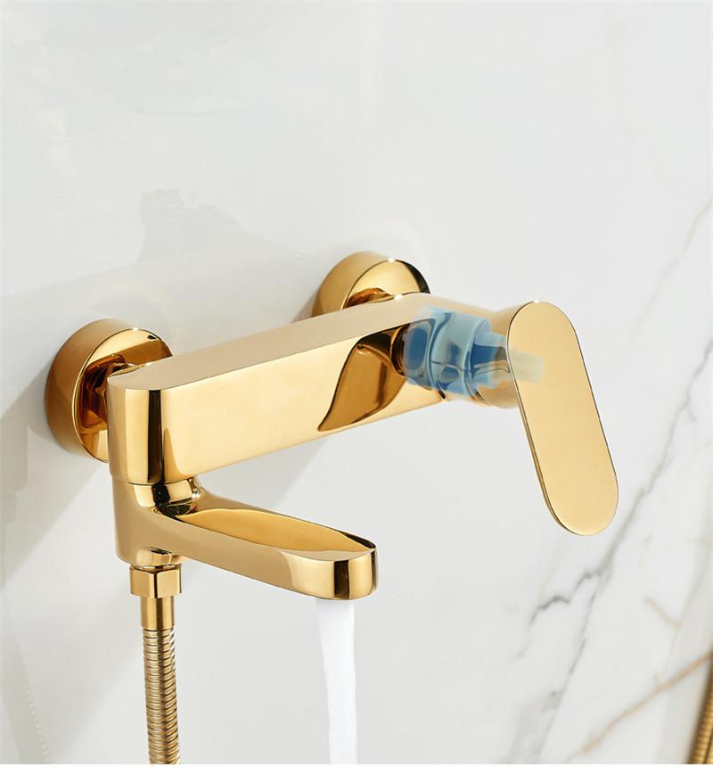 Tuqiu Gold Bathtub Shower Faucet Set Wall Mounted Bathrom Shower Faucet, Bathroom Cold and Hot Bath and Shower Mixer Taps Brass