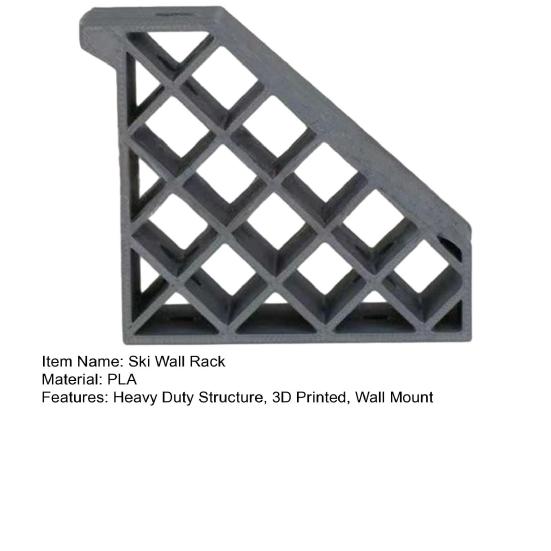 Wall Mount Ski Storage Rack Heavy Duty 3D Printed Home Shed Garage Snowboard Holder Hanger Storage Bracket