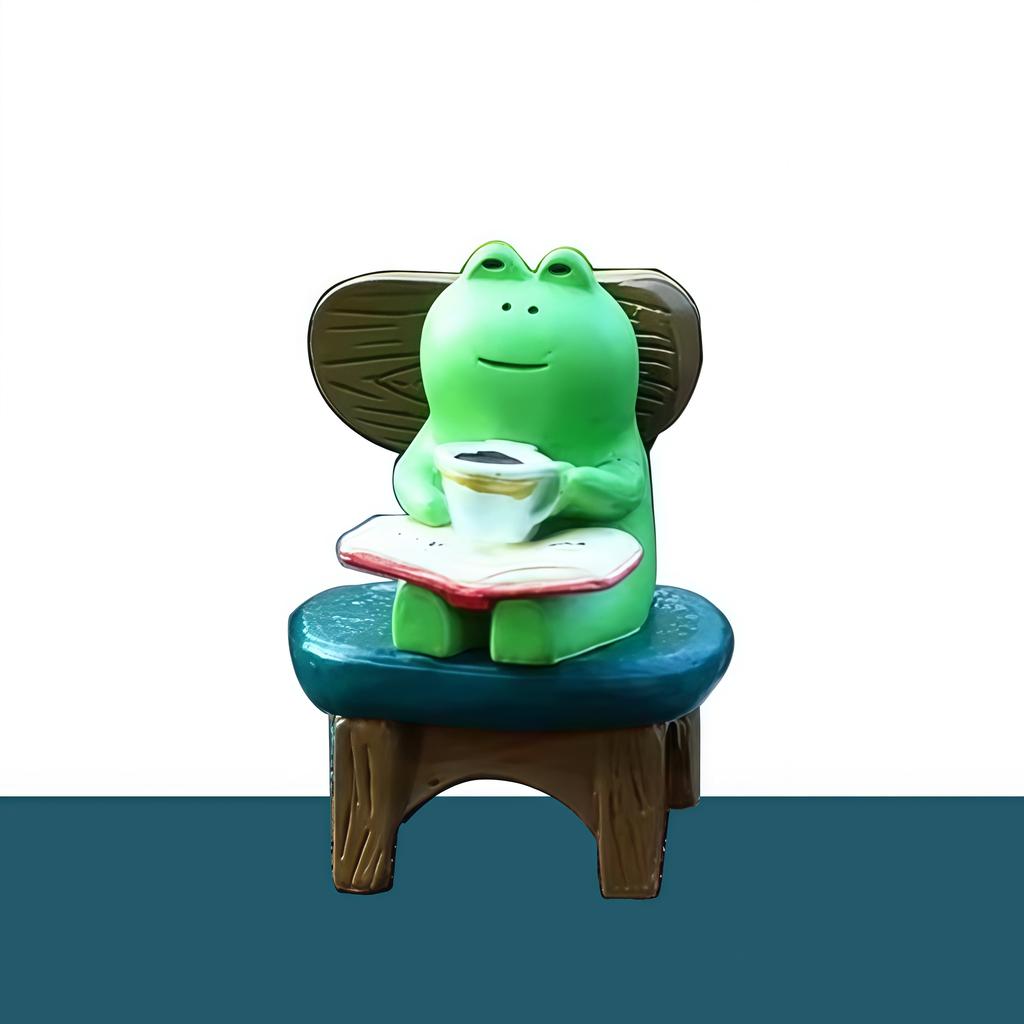 Home Decorations Cute Frog Rocking Chair Miniature Frog Figurines Animal Cat Ornaments for Japanese ZAKKA Frog Figurines