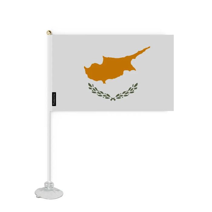 Drapeau - Mini - Chypre - 20 x 30 cm - Polyester - Ventouse incluse