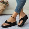 Fashion Clip Toe Platform Slippers for Women Solid Color Lightweight Wedges Flip Flops Woman Thick Bottom Non-Slip Slides Beach Shoes