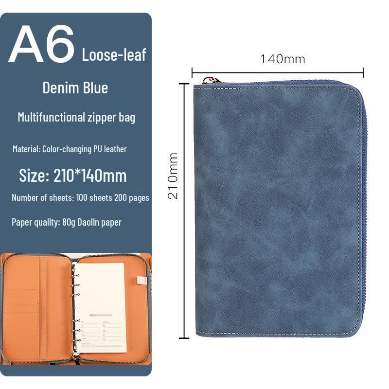 Custom Business Notebook with Zipper Bag - Multifunctional A6/B5 Notepad & Manager Folder