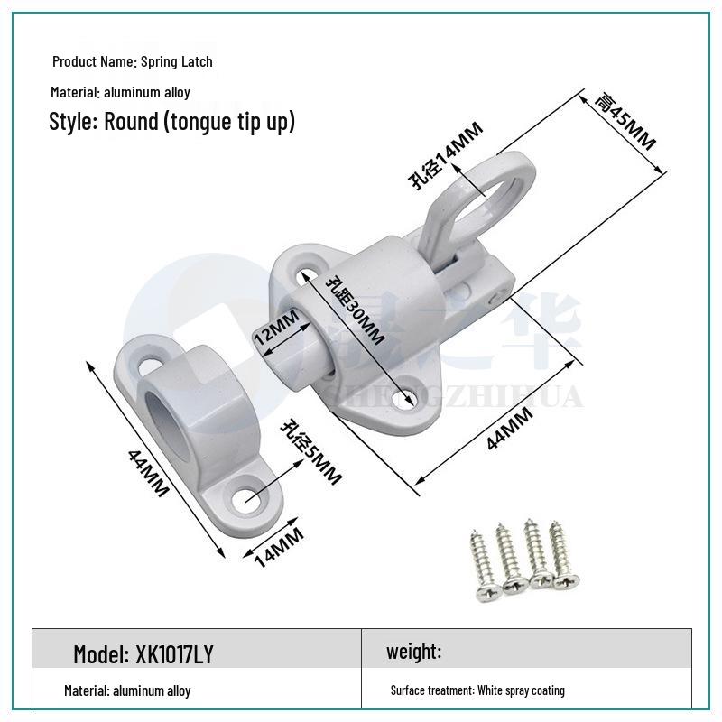 Solid Aluminum Aircraft Pin Lock Spring Bolt for Self-Closing Doors and Casement Windows