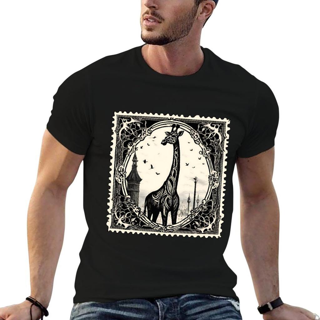 Golden Age Giraffe Retro Stamp Masterpiece Tshirt T Shirt For Unisex 100 Percent Cotton Anime T Shirts For Unisex Tshirt