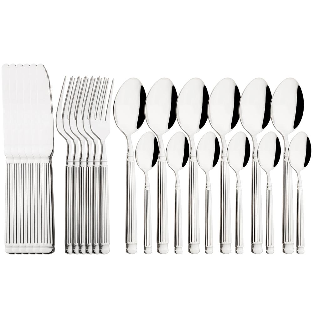 6/24Pcs Tableware Set Stainless Steel Utensil Kitchen Knives Cake Forks Coffee Spoons Cutlery for Home Restaurant Flatware Set