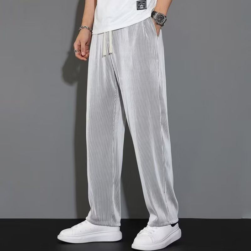 Ice Silk Sunscreen Pants Men's Summer Thin Large Size Men's Loose Straight Wide-leg Outdoor Construction Site Work Sports Casual Pants