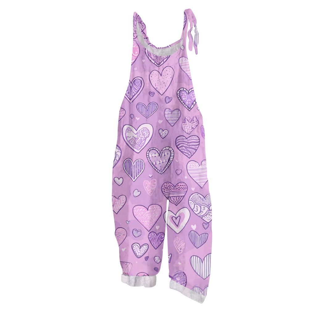 Women's Jumpsuit  Print Casual Loose Vintage Shoulder Strap Cotton Linen