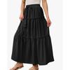 Gonna Lunga da Donna a Balze con Stampa Floreale, Vita Alta Elastica e Coulisse