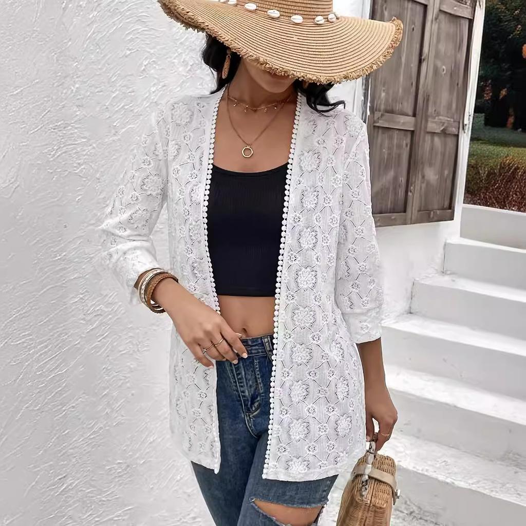 Elegante Spitzen-Patchwork-Spitzen-Cardigan-Außenjacke für Damen