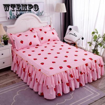 3 Pcs Lace Princess Wind Bed Skirt Pillowcase Bedspread Bed Skirt Bedding Brushed Microfiber Ruffle Bed Skirt