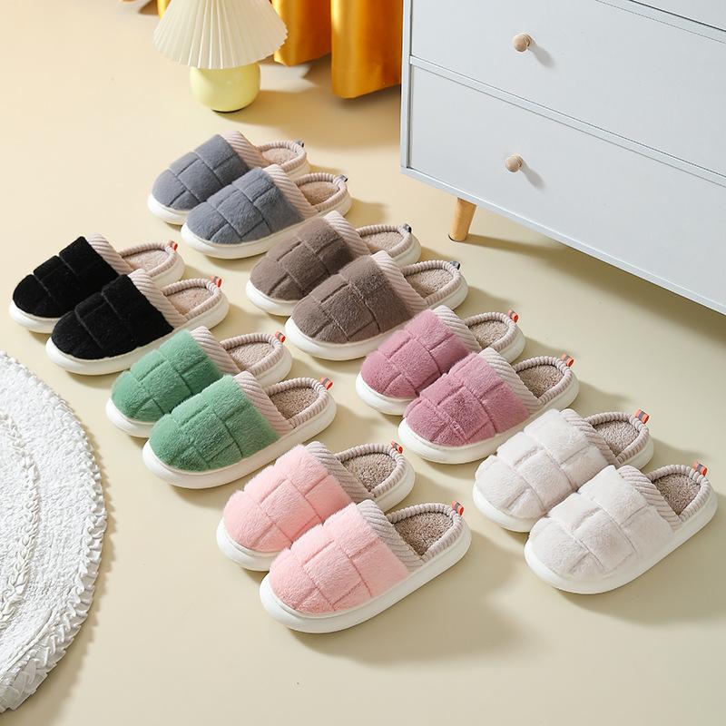 Winter Warm Cotton Slippers Thick Soft Sole Slippers Men Women Indoor Floor Flat Home Non-slip Shoes Flip Flops Couple Slippers