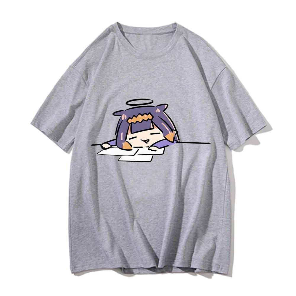 Ninomae Inanis Tako Cartoon Anime Printed T Shirt Outdoor Harajuku Vintage Clothes Casual O-neck Loose Short Sleeve Tees