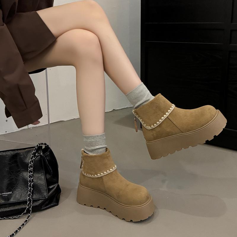 Premium Sense Retro and Thin Thick-soled Short Boots Women's 2025 New Autumn Versatile Small Height-increasing Suede Martin Boots