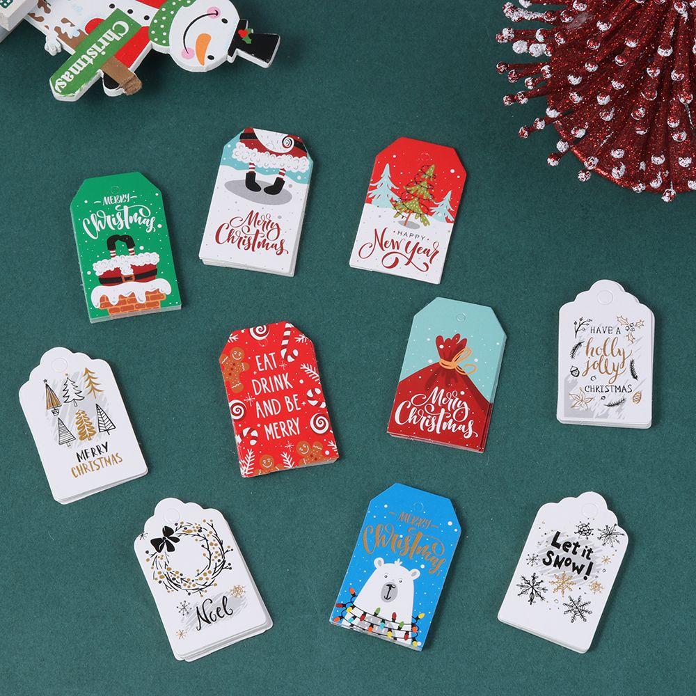 

100pcs Santa Claus Wrapping Supplies Kraft Paper Hang Tags Gift Wrapping Kraft Tag Christmas Labels 3