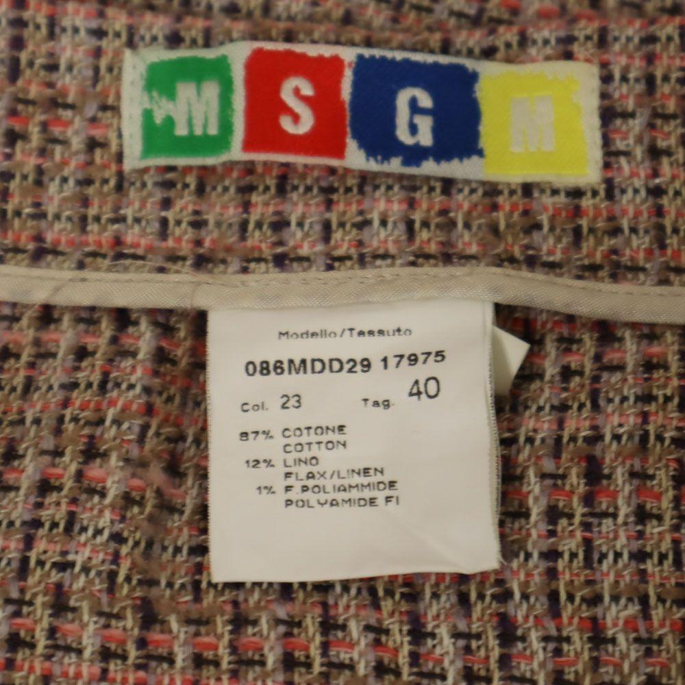 MSGM made in Italy Check Pattern Mini length tweed trapezoid skirt 40 Women Used