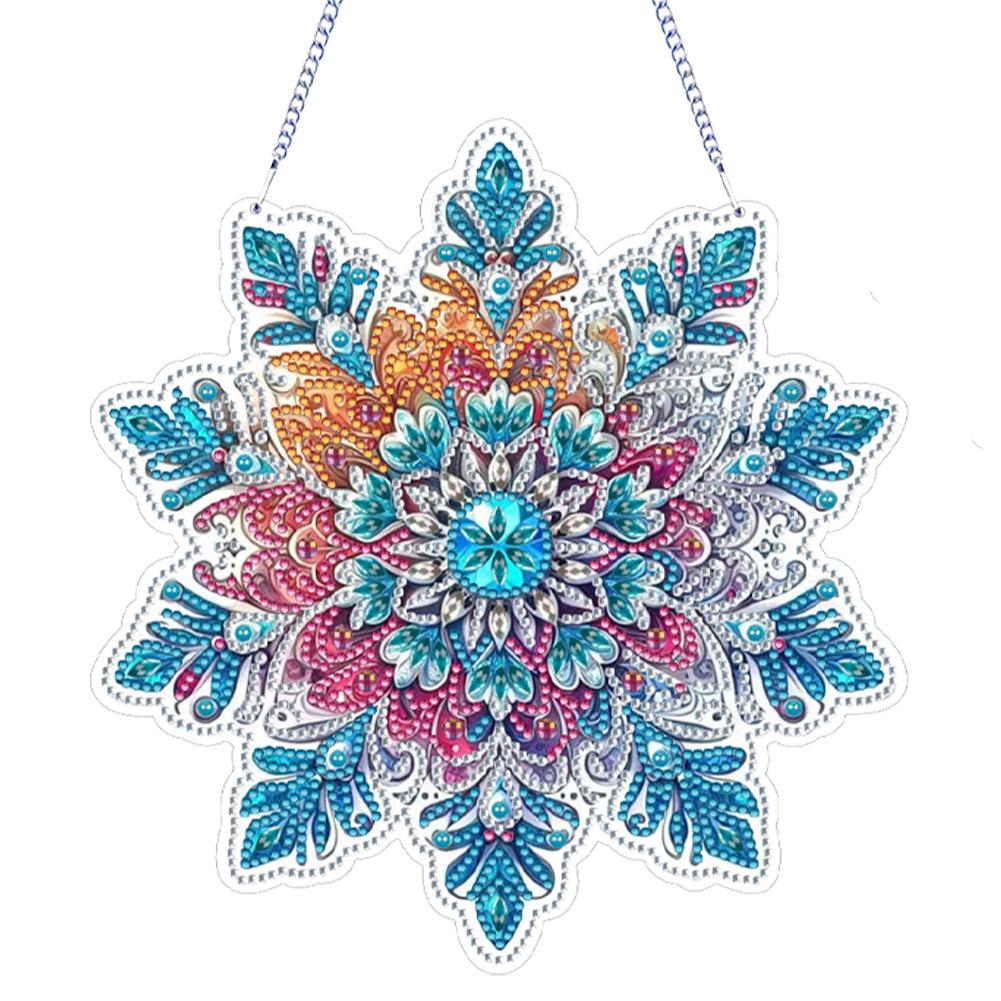 Snowflake Theme 2D/Flat DIY Rhinestone Diamond Art Window Pendants Special Shape Diamond Art Pendant Home Wall Decoration Crafts