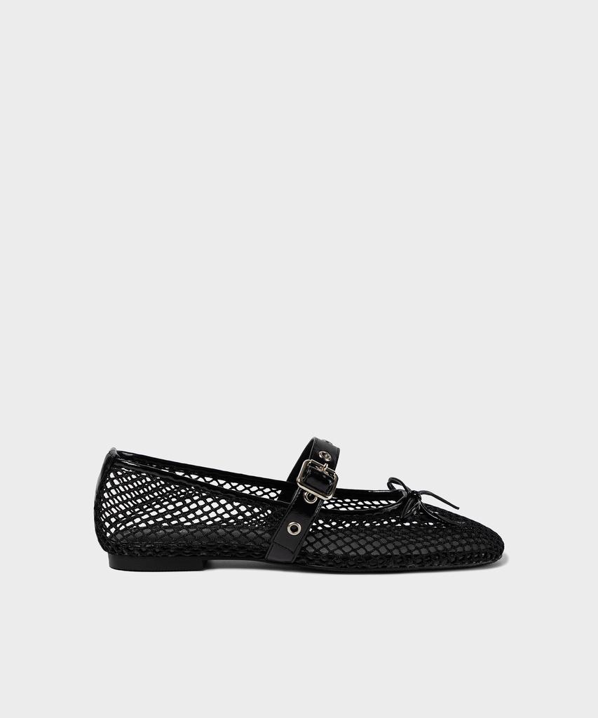 Khiho Mesh Buckle Strap Ballerina Flat Black