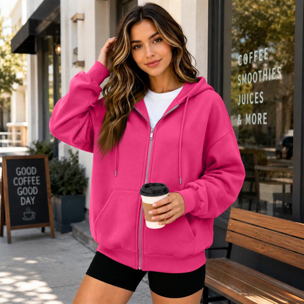 Felpa da donna casual con zip e abbinamento per coppia