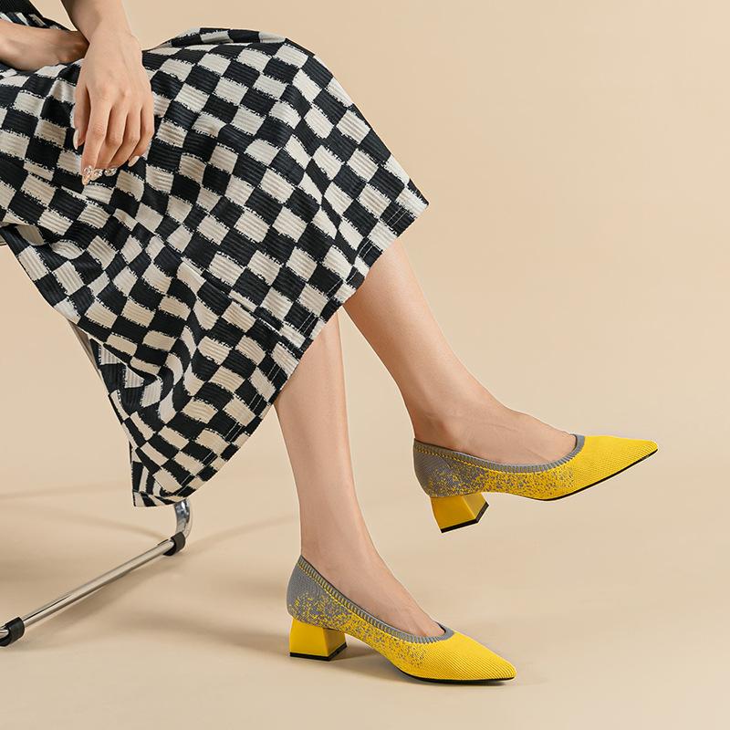 

Thick heel breathable fly-woven shoes new women s shoes light mouth thick heel comfortable single shoes lazy shoes 40
