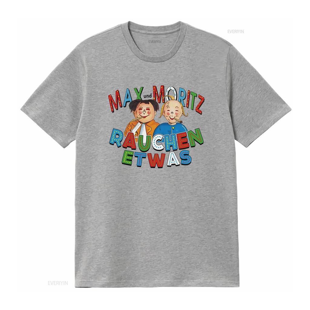 Maglietta Max e Moritz Divertente Personaggio dei Cartoni Animati Idea di Design Abbigliamento Personale Vintage Lavata Top Per l'Uso Quotidiano Leggermente