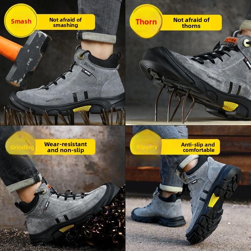 Men's Safety Shoes Steel Toe Men's Boots Anti-smash Anti-puncture Work Boot Working Shoes Slip-Resistant Winter Boots Breathe