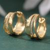Synthetic Zirconia Golden Plated Geometry Hoop Earring for Women's Classic Exquisite Banquet Wedding Jewelry Accessories