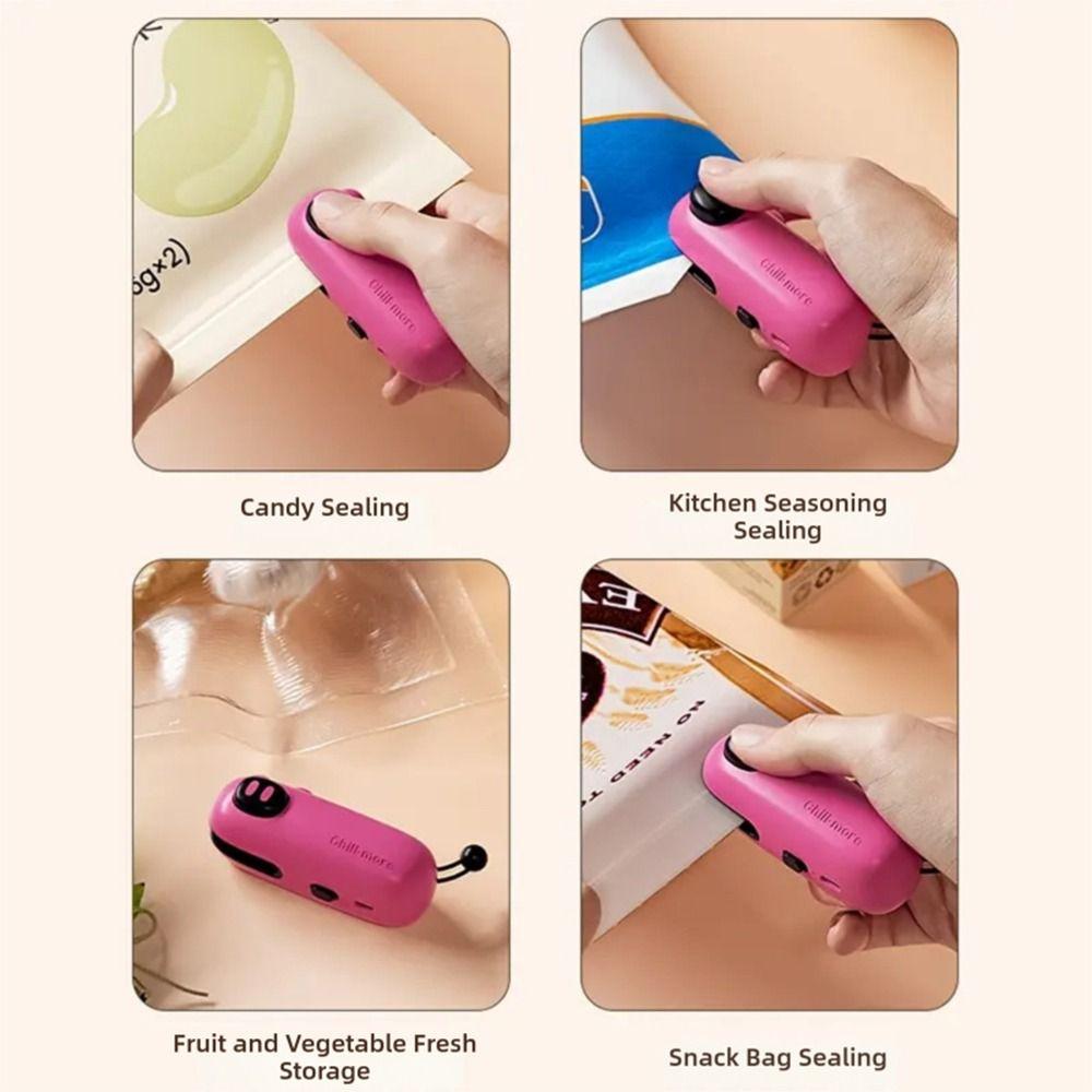 Dopamine Pink Mini Bag Sealer Handheld Chip Bag Sealer Sealing Machine Keeping Food Fresh