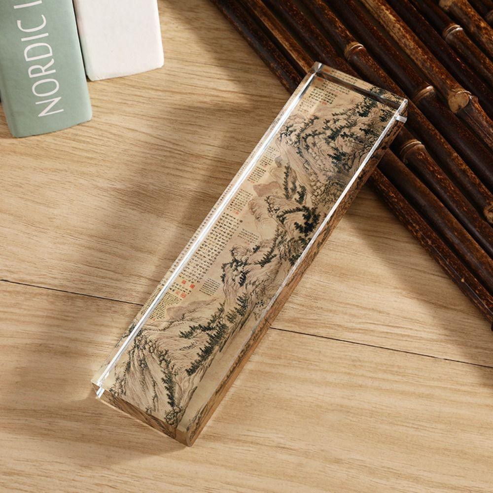 Heavy Enough Clear Crystal Paperweight Rectangle Pressing Paper Flat Writing Town Ruler Flat Bottom Smooth Surface