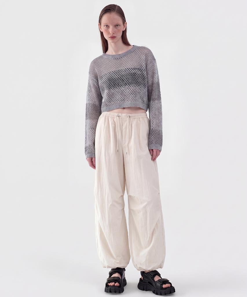 CUTZ Tone Mix Crop Mesh Pullover