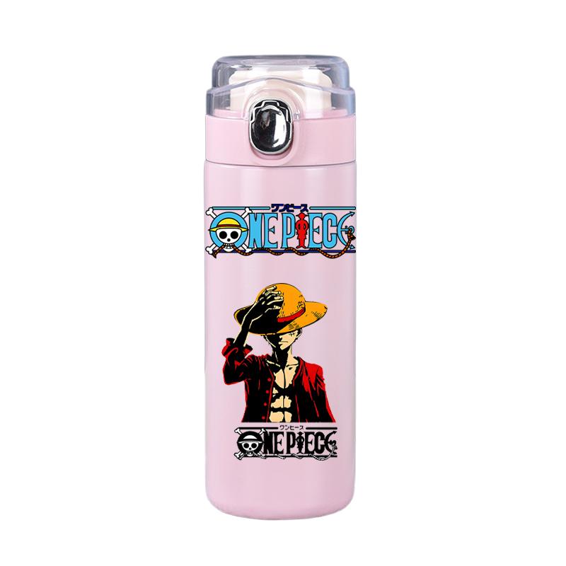 400Ml Anime One Piece Baskılı Termos Şişe Paslanmaz Çelik Kupa Sızdırmaz Vakumlu Matara Termal Kahve Çay Süt Su Şişesi