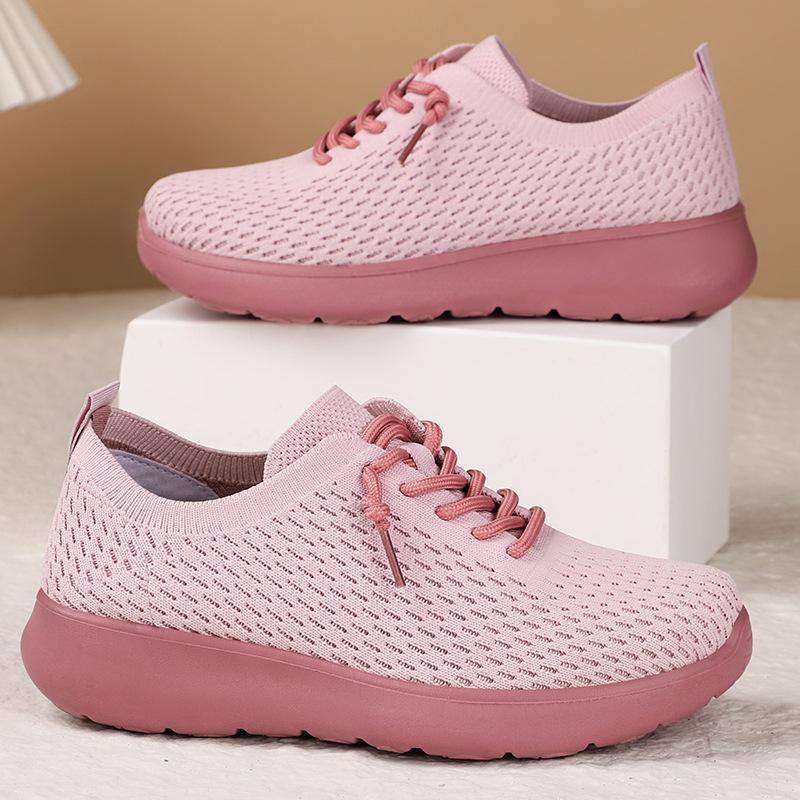 Modische Schuhe für Damen Sommer Herbst Mode Schnürung Mesh Atmungsaktiv Bequem Rutschfeste Plateauschuhe Sneaker Damen 36-41
