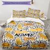 3pcs Custom Name Lion Bedding Set Duvet Cover Closure Includes 1 Duvet Cover & 2 Pillowcases, Soft and Comfortable for All Seasons.