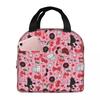 Pink Sweet  Pattern Cooler Lunch Box  Rockabilly Rock And Roll Mountaineering Thermal Insulation Portable Food Bag