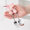 Portable Bow-Shaped Stainless Steel Cutlery Set Travel Flatware with Fork Spoon Chopsticks Storage Box Included
