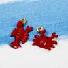 10 PCs Zinc Based Alloy Ocean Jewelry Charms Gold Color Enamel 3D Red Crab Lobster Coral Pendant For Diy Necklace Jewelry Making