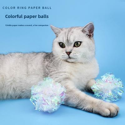 Balle en papier bruissant pour chat, Jouet pour chat, Outil pour taquiner le chat, Soulager l'ennui, Balle jouet auto-divertissement pour chat, Balle pour chat blanc, Balle en papier bruissant