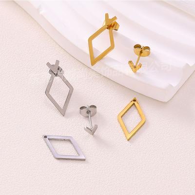 European and American Stainless Steel Stud Earrings Fashion Trend Versatile Earrings Temperament Niche High Sense Irregular Earrings