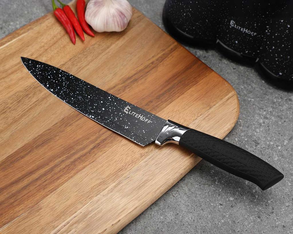 Set Of 5 Marble Kitchen Knives With Peeler E-6192