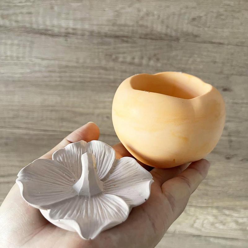 Resin Jar Mold With Lid Persimmon Shaped Silicone Molds With Lid For Epoxy Resin Creative Non-stick Concrete Candle Jar Mold