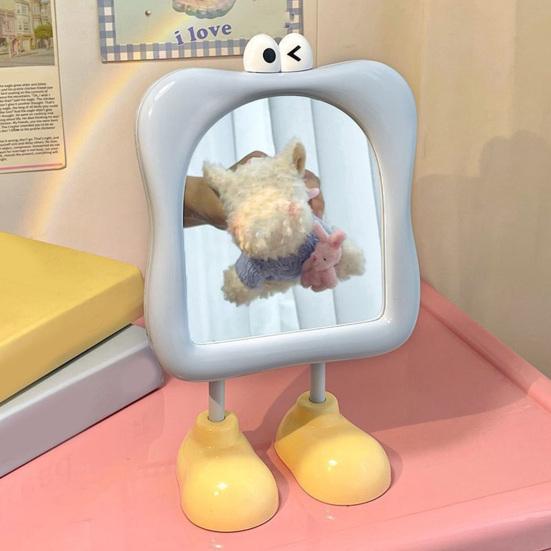 Desk Mirror with Standing Legs Square Frame with Eyes Desktop