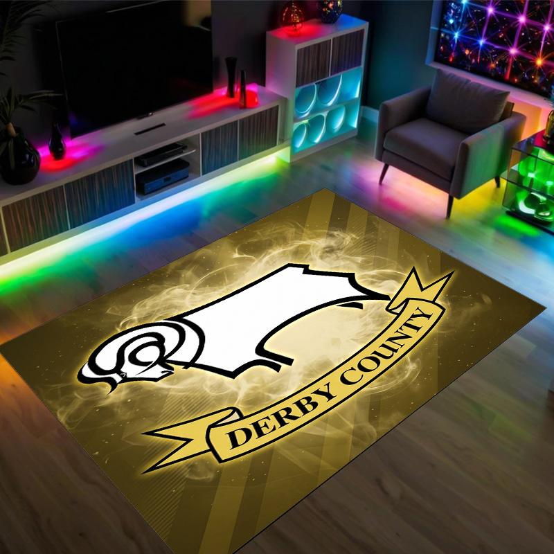 Derby County Design Crystal Velvet Carpet Cozy Non?Slip Printed Rug For Bedroom Living Room Entrance