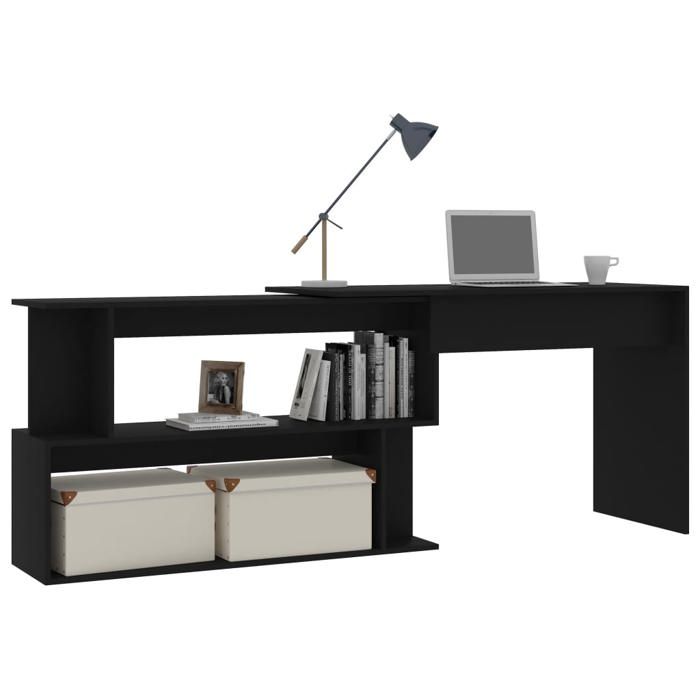 VidaXL Bureau d'angle Noir 200x50x76 cm Aggloméré