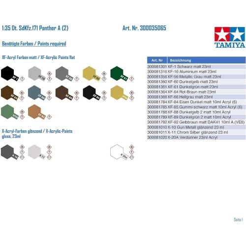 Tamiya 1/35 Military Miniature Series No. 65 German Army Panther Medium Tank Plastic Model 35065