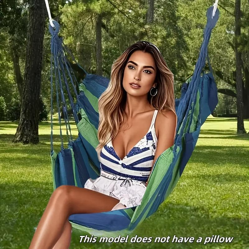 Vibrant Striped Canvas Hammock Chair - Multi-Functional, Durable Textured Fabric, Easy Care Indoor/Outdoor Swing