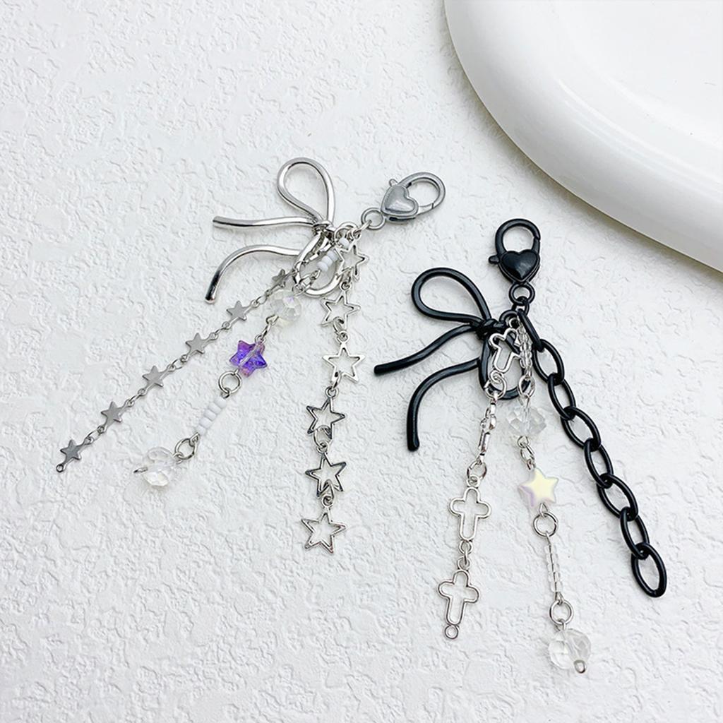 Elegant Jellyfish/Star/Crucifix Bowknot Bag Charm Fashionable Butterfly Knot Keychain Accessory for Women and Girls