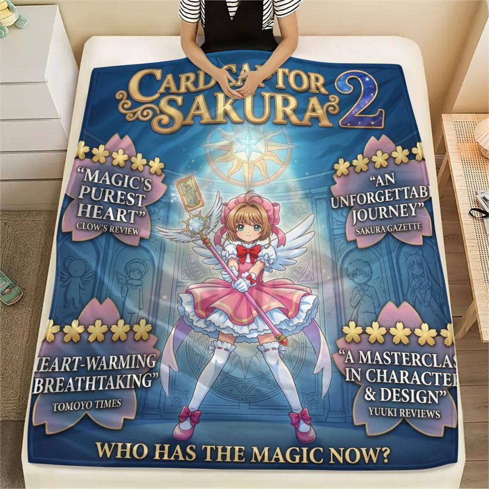 1PC Cardcaptor Sakura Patterned Flannel Blanket Suitable For All Seasons For Home Decor Warmth And Comfort Gifts Holiday Present