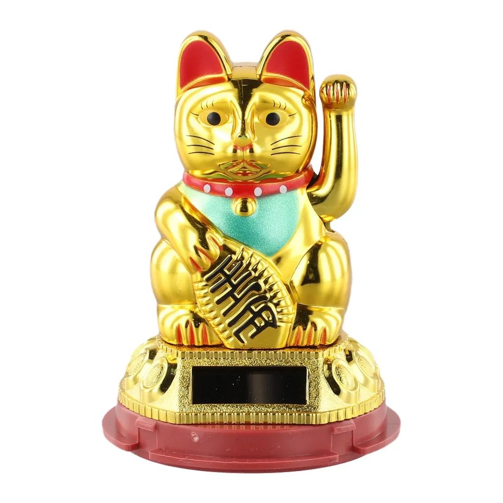 1pcs Eco Friendly Solar Waving Lucky Cat Ornament, Continuous Swinging Motion, Enhances The Ambience Of Coffee Shops