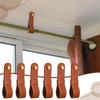 6 Pcs Leather Curtain Rod Holders PU Leather Curtain Rod Bracket Mounted Loop Straps with Screws and Plastic Wall Plugs, Boho Pole Hanger Hook for