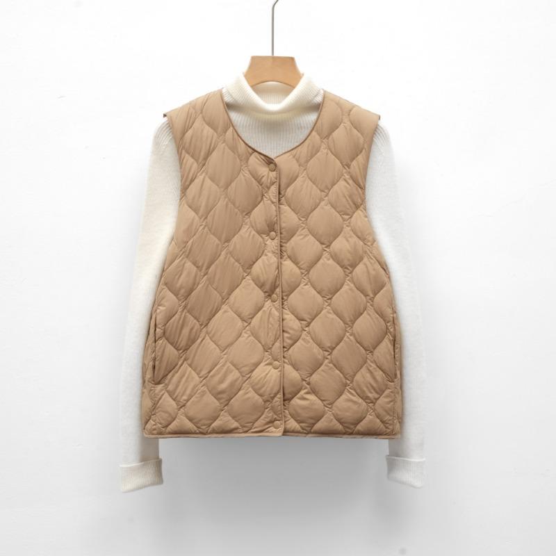 Pinghu new national standard 90 down short down liner vest women's light and thin inner collarless new vest autumn and winter vest