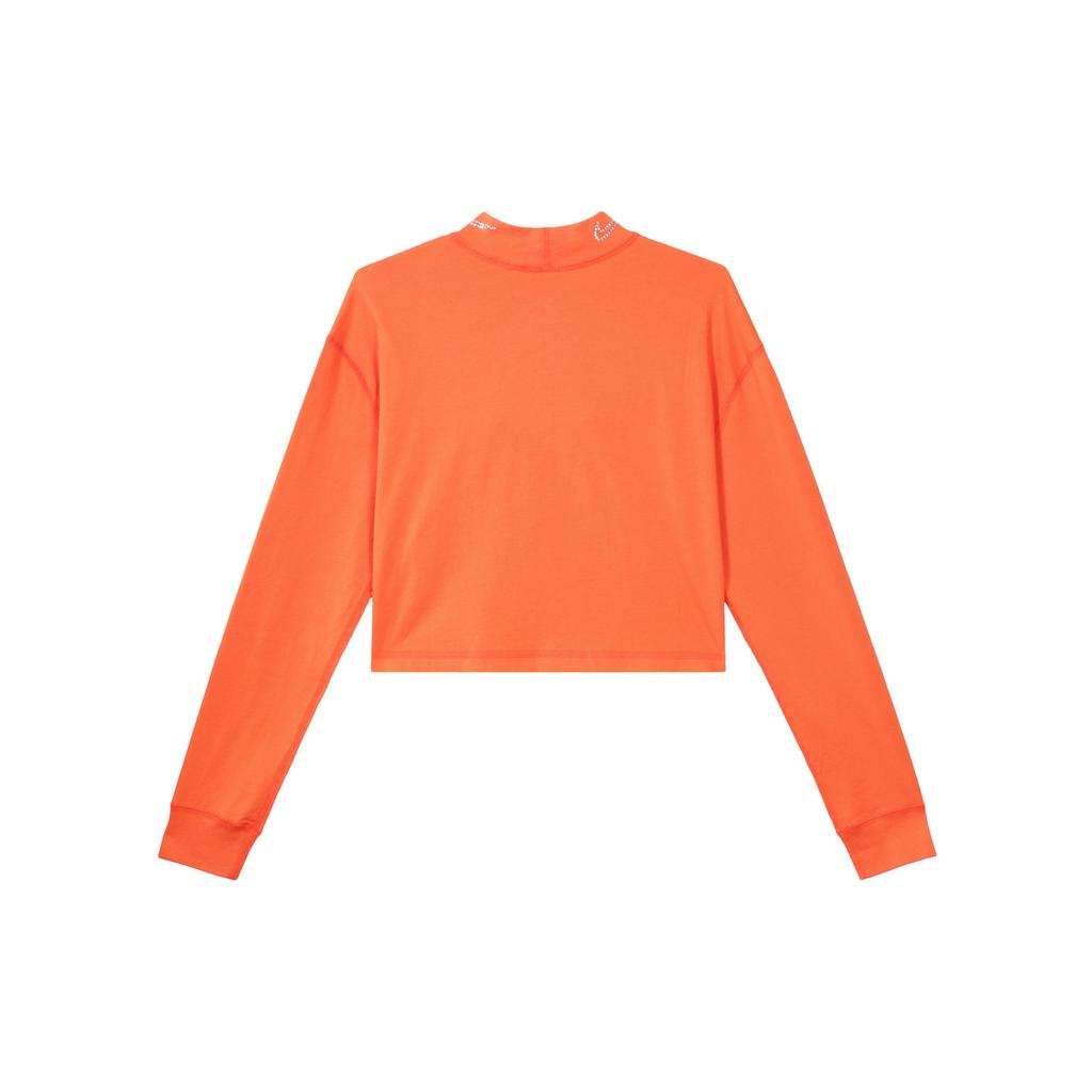 Nike Sportswear Casual Stand Collar Crop Long Sleeve T-Shirt Women Tops Team-Orange CZ4421-891